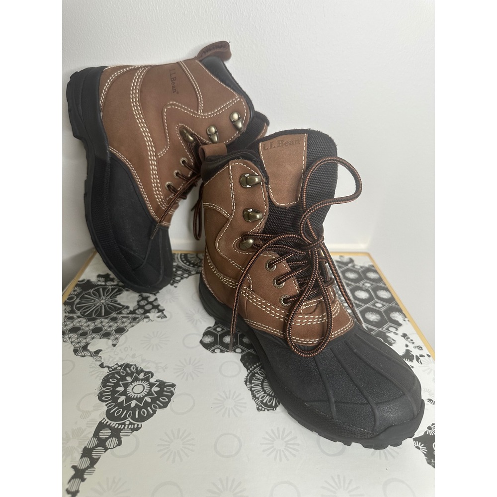 LL Bean Women's Insulated Waterproof Winter Snow Boots Brown Size 6.5 Medium‎